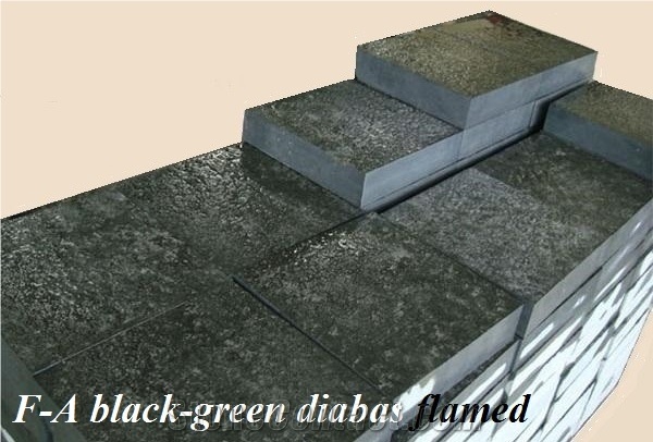 Green Perla Verde Diabase Tile and Cube Stones