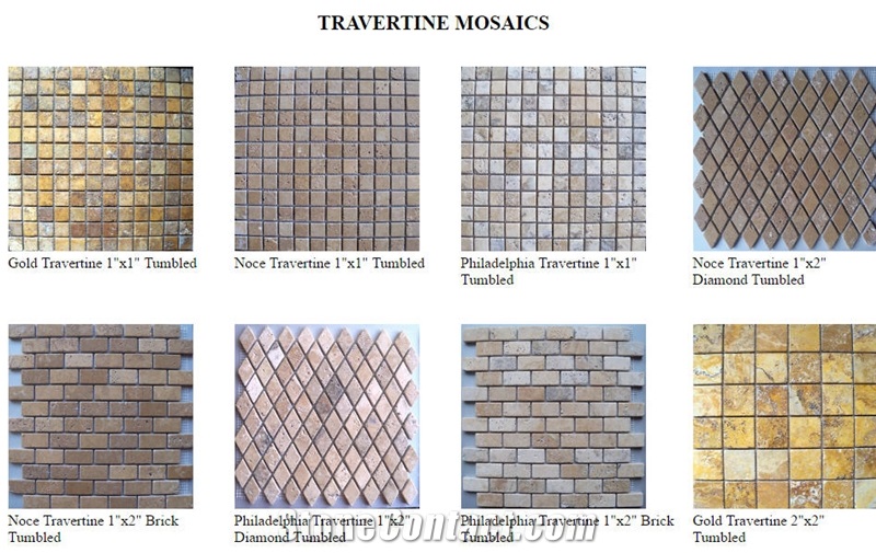 Gold Travertine 1"X1" Tumbled Mosaic