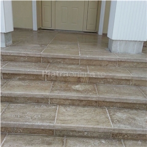 Latte Brushed and Chiseled Travertine, 61 X 40.6 X 3 cm Steps