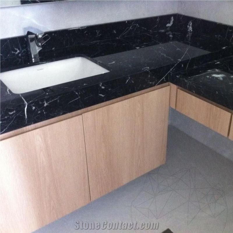 Nero Marquina Marble Polished Countertop 250 X 65 X 3 cm