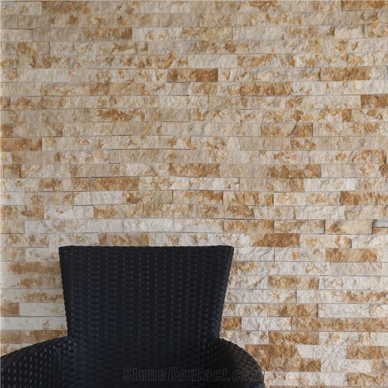 Sunny Dream Splitface Marble Cultured Stone Tiles 4 X 15 X 1.5 cm