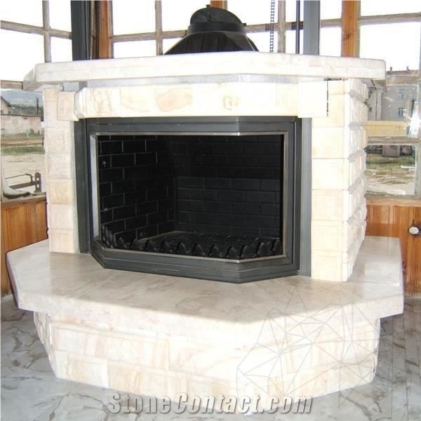 Vratza Limestone Polished Cut-To-Size 3 cm Fireplace
