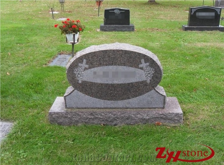Cheap Price Own Factory Oval Style Cafe Imperial Granite Western Style Tombstones/ Single Monuments/ Cemetery Tombstones/ Gravestone/ Custom Monuments