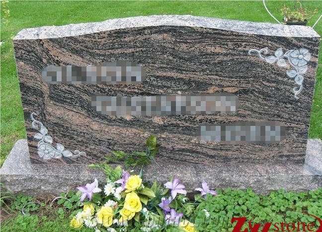 Cheap Price Traditional Serp Top Juparana India Granite Western Style Monuments/ Upright Monuments/ Headstones/ Western Style Tombstones/