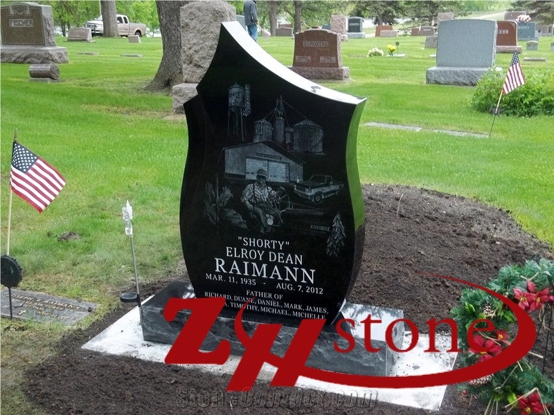 Good Quality American Style Custom Design Blue Pearl Granite Tombstone Design/ Western Style Monuments/ Upright Monuments/ Headstones/ Monument Design