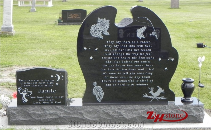 Good Quality Cross Engraving Half Serp with Check Shanxi Black/ Absolute Black/ China Black Granite Cross Tombstones/ Cemetery Tombstones/ Engraved Tombstones/ Engraved Headstones/ Custom Monuments
