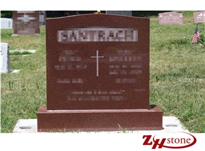 Good Quality Full Polished Serp Top Indian Red/ Imperial Red Granite Tombstone Design/ Western Style Monuments/ Upright Monuments Headstones/ Single Monuments