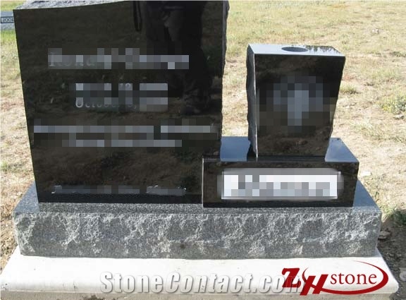 Good Quality Hlaf Serp Top with Side Vase Absolute Black/ Shanxi Black/ China Black Granite Monument Design/ Western Style Tombstones/ Single Monuments/ Cemetery Tombstones/ Gravestone