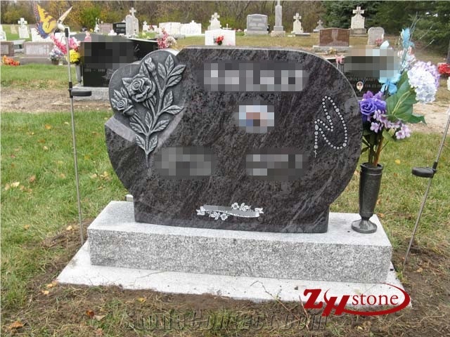 Good Quality Hlaf Serp Top with Side Vase Absolute Black/ Shanxi Black/ China Black Granite Monument Design/ Western Style Tombstones/ Single Monuments/ Cemetery Tombstones/ Gravestone