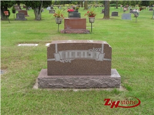 Good Quality Polished Serp Top with Columns G603/ Sliver Gray/ Sesame White Granite Western Style Monuments/ Upright Monuments/ Headstones/ Gravestone/ Custom Monuments