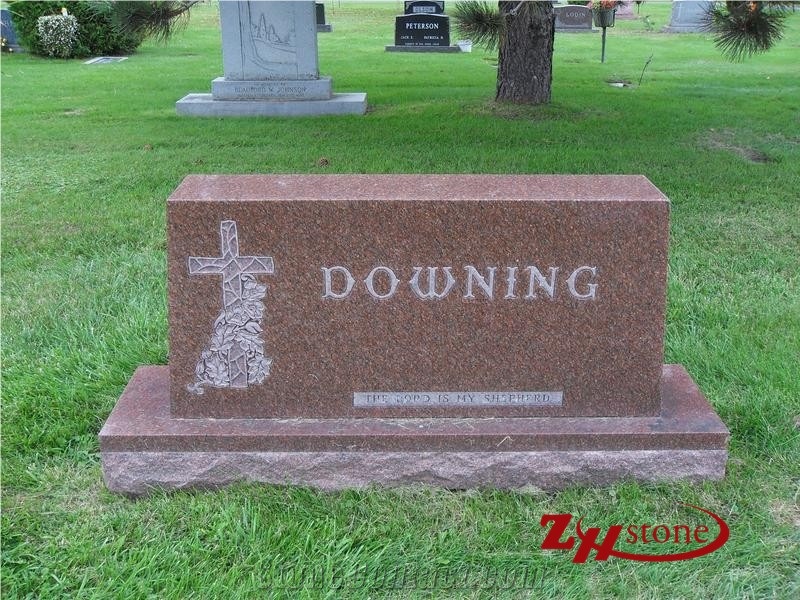 Good Quality Polished Straight Style Balmoral Red Granite Single Monuments/ Cemetery Tombstones/ Gravestone/ Engraved Headstones/ Custom Monuments