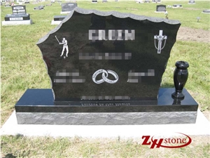 Good Quality Polished Unique Design Tear Drop Style Cateye Granite Western Style Tombstones/ Single Monuments/ Cemetery Tombstones/ Gravestone/ Custom Monuments