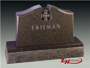 Good Quality Serp Top with Cross Dakota Mahogany/ American Mahogany Granite Western Style Tombstones/ Cross Tombstones/ Cemetery Tombstones/ Gravestone/ Custom Monuments