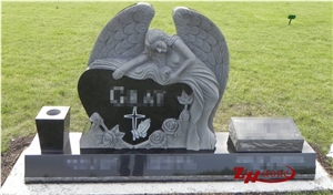 Own Factory Cheap Price Angel with Heart Shanxi Black/ Absolute Black/ China Black Granite Tombstone Design/ Western Style Monuments/ Monument Design/ Angel Monuments/ Heart Tombstones