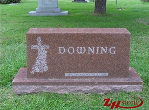 Own Factory Cheap Price Straight Top with Cross Engraving Indian Red Granite Cross Tombstones/ Cemetery Tombstones/ Engraved Tombstones/ Custom Monuments