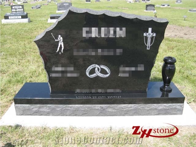 Own Factory Good Quality Serp Top Style Absolute Black/ Shanxi Black/ G603/ Sesame White Granite Tombstone Design/ Western Style Monuments/ Upright Monuments/ Headstones/ Monument Design