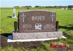 Own Factory Good Quality Unique Design Flower Style Multicolor Red Granite Upright Monuments/ Headstones/ Monument Design/ Single Monuments/ Gravestone