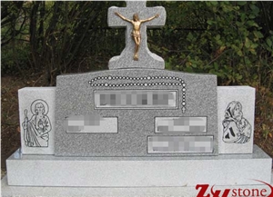 Own Factory Tranditional Serp Top with Shoulders and Top Latin Cross with Nosings G603/ Sesame White/ Georgia Gray Granite Tombstone Design/ Headstones/ Family Monuments/ Gravestone/ Cross Tombstones