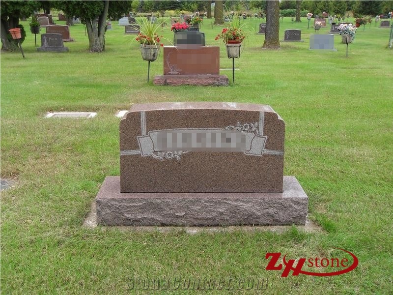 Polished Custom Straight with Steps Pink Porrino Granite Western Style Tombstones/ Single Monuments/ Cemetery Tombstones/ Gravestone/ Custom Monuments