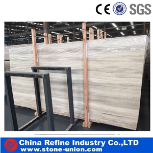 China Low Price White Wood Grain Marble Slabs