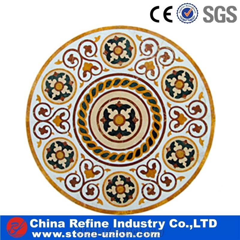 Marble Wall Covering Tiles and Slab , Mixed Color Mosaic Flooring , Marble Waterjet Medallion Pattern