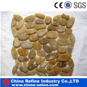 Multicolor Slices Flooring Stone Pebble, Sliced Pebble Mosaic Pattern,Different Sizes Polished Pebble River Stone for Decoration in Landscaping