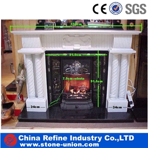 White Marble Fireplace Surround for House ,China Cheap Hand Carved Stone Indoor Use White Marble Fireplace