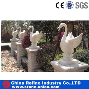 White Marble Garden Animal Statue , Handcarved Sculptures , Garden Statue,Exterior Stone,Natural China Animal Carving Handcrafts