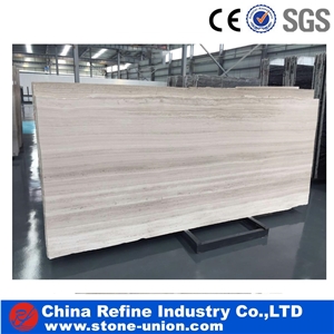 White Wooden Grain Marble Wall Covering Big Slab