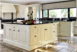 Black Granite Countertops and White Cabinets, Kitchen Tops, Countertops