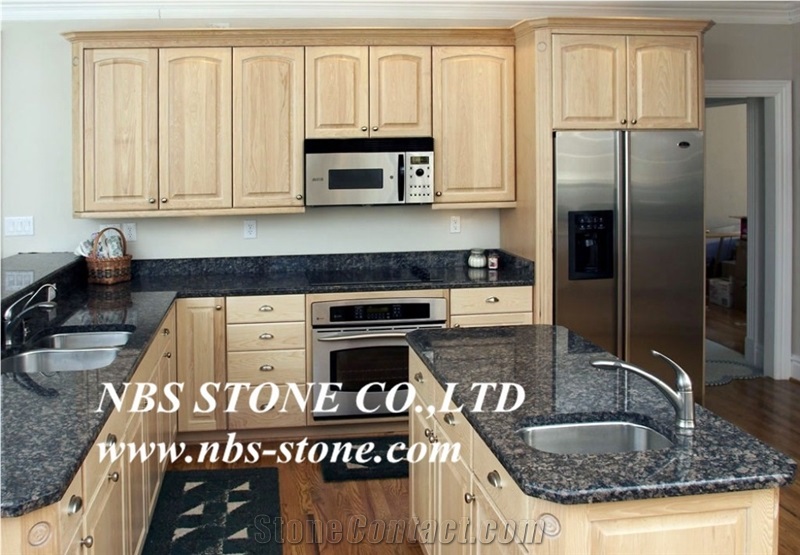 Black Pearl Granite and White Cabinets，Kitchen Tops,Countertops,Tiles& Slabs,Wall Covering,Flooring