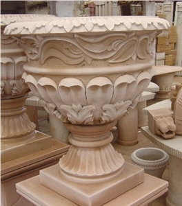 Flower Pot-Beige Sandstone