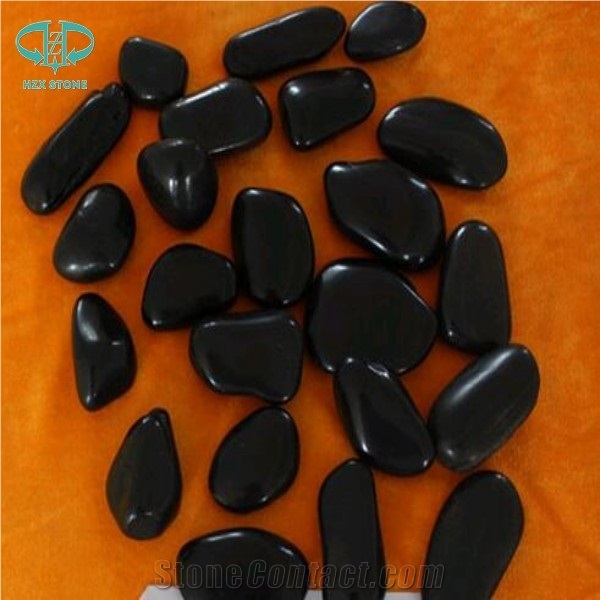 Black Polished Different Sizes Polished Pebble River Stone for Decoration in Landscaping ,Garden , Walkway