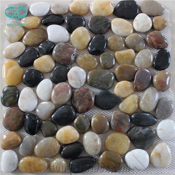 Highly Polished Decorative Natural Pebble Stone,Polished Mixed Color River Stone in Decoration