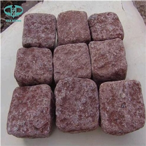Porphyry Red, Dayang Red, Putian Red Granite, Chinese Dark Red Granite, G666 Ocean Red Granite Tumbled Cobble Stone, Pavers