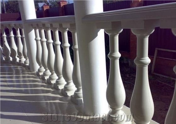 Pure White Marble Stone Balcony Railing