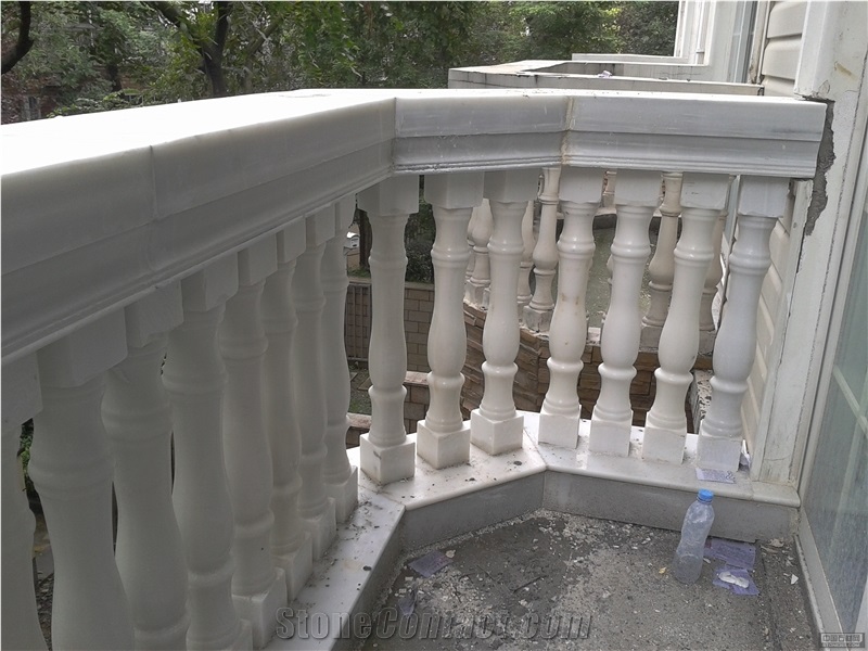 Pure White Marble Stone Balcony Railing