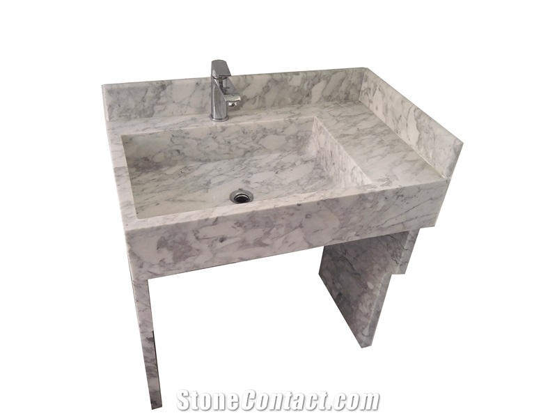 Beige Marble Solid Surface Basin Sunny Beige Pedestal Basin For Bathroom