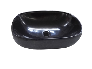 Black Granite Oval Basin Absolute Black Round Sink for Bathroom Sink