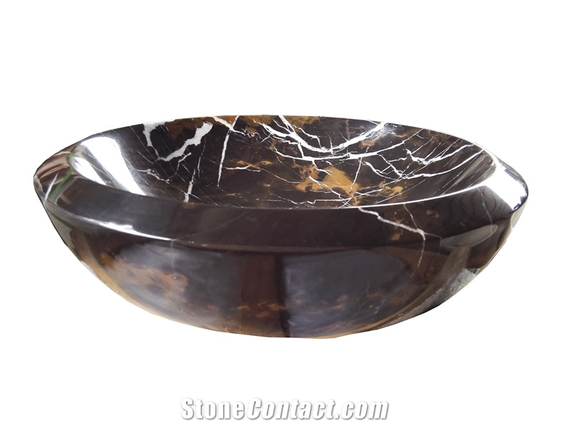 Black Granite Round Sink Shanxi Black Round Basin for Bathroom