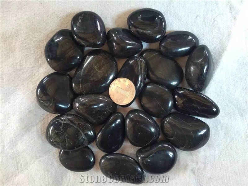 Black High Polished Pebble Stone,China Pebble Stone Walkway