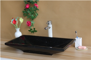 Black Marble Stone Sink Black Marquina Vessel Sink for Bathroom