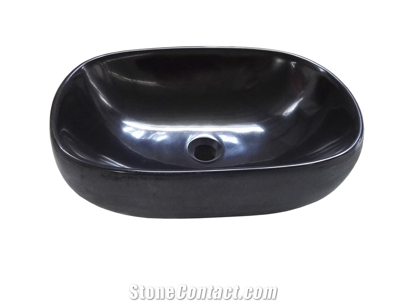 Black Marble Wash Bowl Nero Marquina Hexagonal Round Basin for Bathroom
