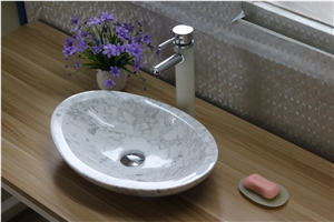 Black Marble Wash Bowl Nero Marquina Hexagonal Round Basin for Bathroom