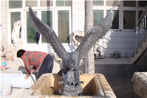 China Black Granite Eagle Sculptures,Western Outdoor Animals Statues,Landscape Eagle Sculptures