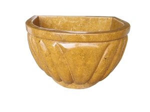 Golden Marble Farm Basin Solid Surface Imperial Gold Basin for Bathroom