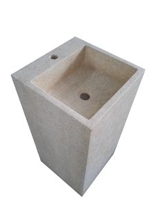 Light Marble Round Sink Marble Egyptian Beige Pedestal Basin for Wash Bowl