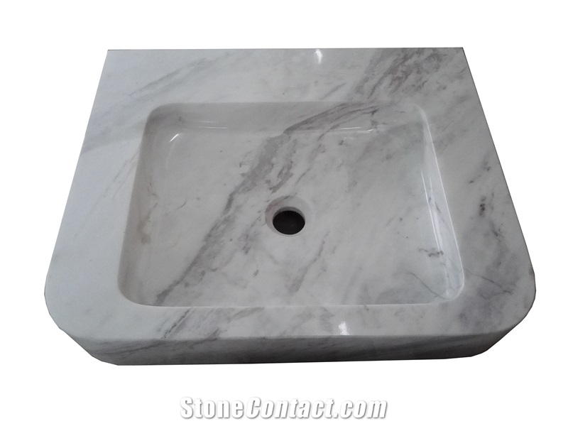 Manmade Marble Stone Sink Marble Guangxi White Farm Sink for Bathroom Sink