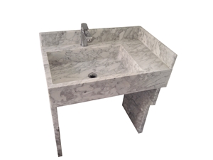 Marble Solid Surface Mosaic Basin Crema Marfil Pedestal Mosaic Basin for Bathroom