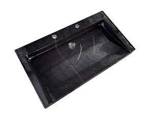 Nero Marquina Vessel Sink Black Marble Rectangle Sink for Bathroom